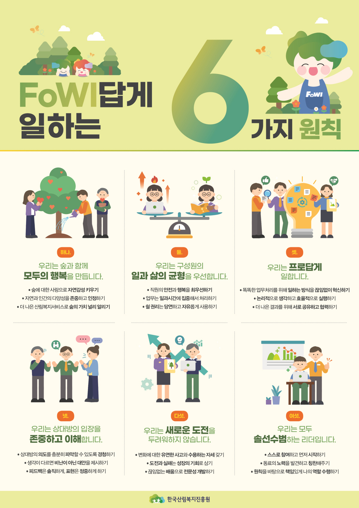 한국산림복지진흥원 FOWI가 일하는 6원칙