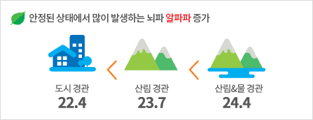 숲에서는 안정된 상태에서 많이 발생하는 뇌파 알파파 증가