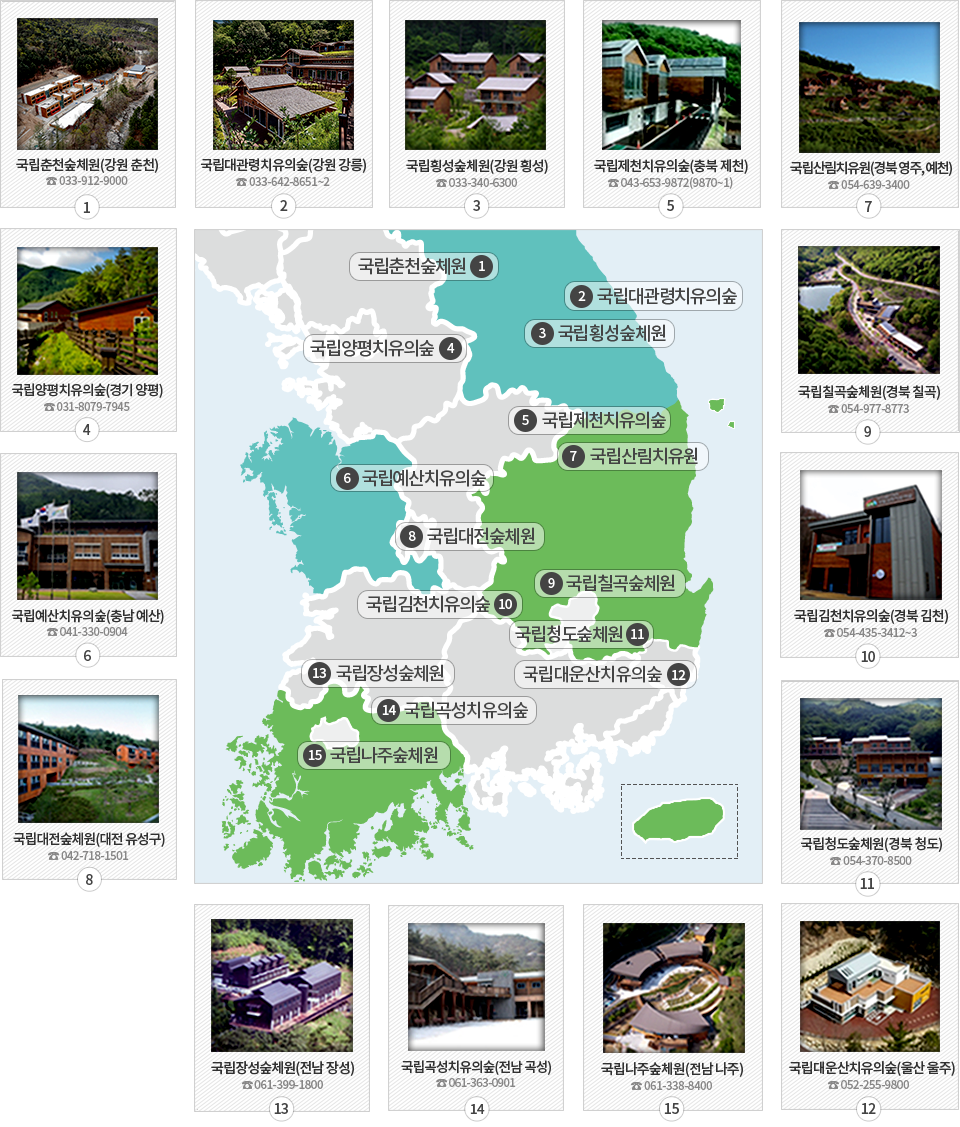 전국 산림복지시설 위치 및 추천사용처 안내